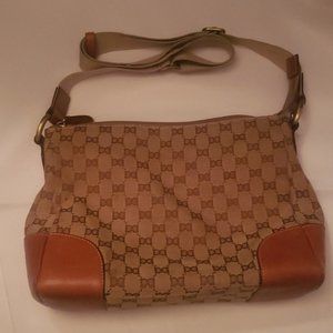 Designer Tan and Brown Shoulder Bag